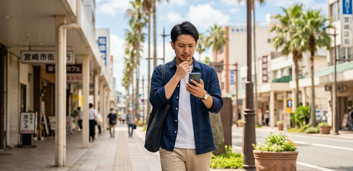 宮崎でクリニックを探す男性